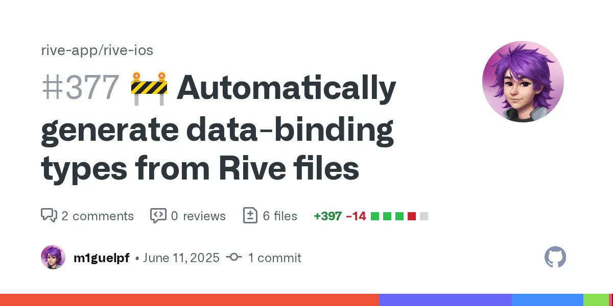 🚧 Automatically generate data-binding types from Rive files by m1guelpf · Pull Request #377 · rive-app/rive-ios