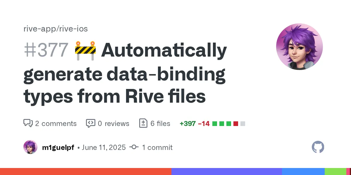 🚧 Automatically generate data-binding types from Rive files by m1guelpf · Pull Request #377 · rive-app/rive-ios