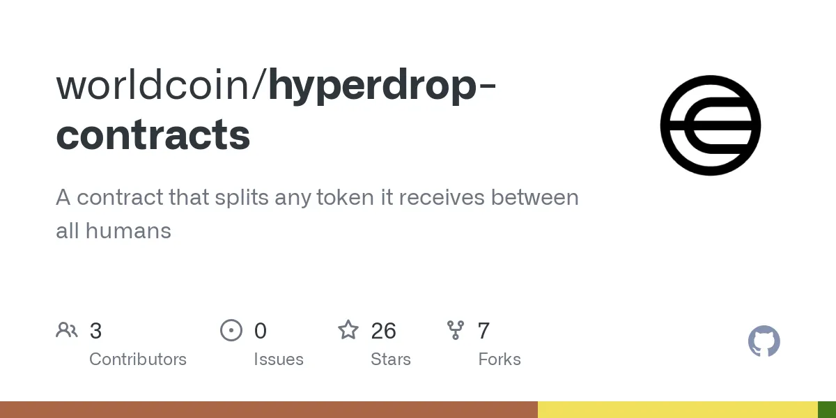 GitHub - worldcoin/hyperdrop-contracts: A contract that splits any token it receives between all humans