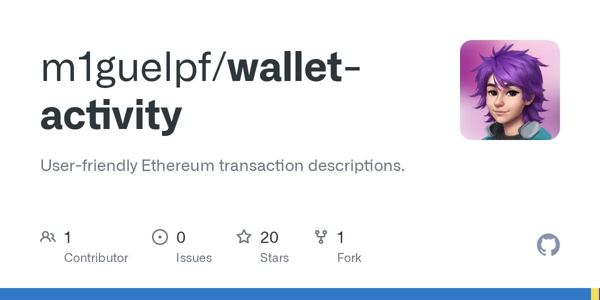 GitHub - m1guelpf/wallet-activity: User-friendly Ethereum transaction descriptions.