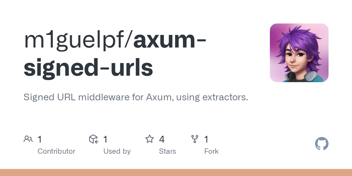 GitHub - m1guelpf/axum-signed-urls: Signed URL middleware for Axum, using extractors.
