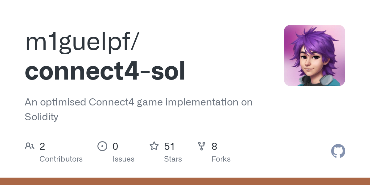 GitHub - m1guelpf/connect4-sol: An optimised Connect4 game implementation on Solidity